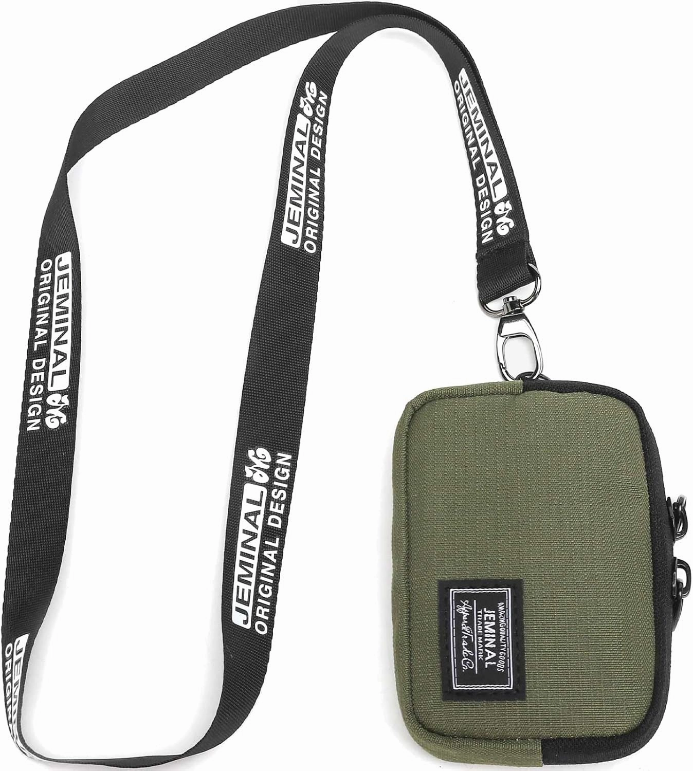 JEMINAL Lanyard Travel Little Coin Purse Pouch Fit for Men & Women & Boys & Girl: Change & Cards & Cash Dual Zip Travel Wallet with Keychain - Men's Detachable Nylon Essentials Change Pouch Purse