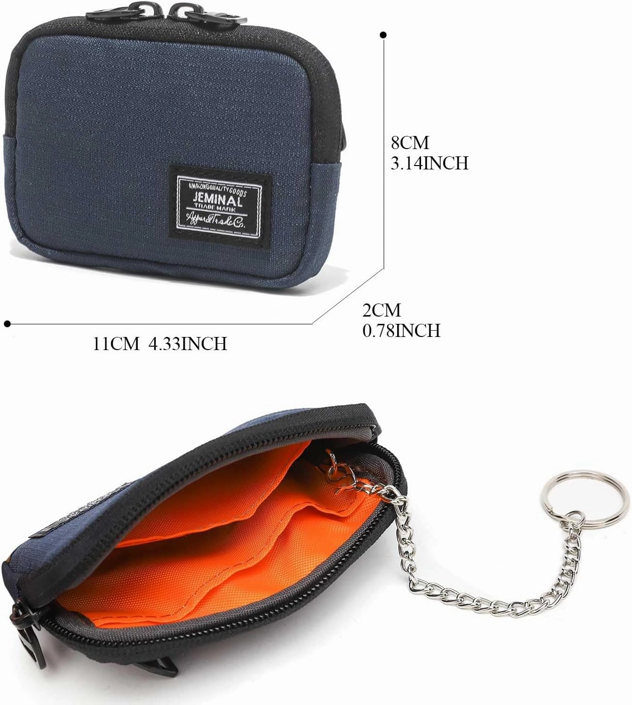 JEMINAL Lanyard Travel Little Coin Purse Pouch Fit for Men & Women & Boys & Girl: Change & Cards & Cash Dual Zip Travel Wallet with Keychain - Men's Detachable Nylon Essentials Change Pouch Purse