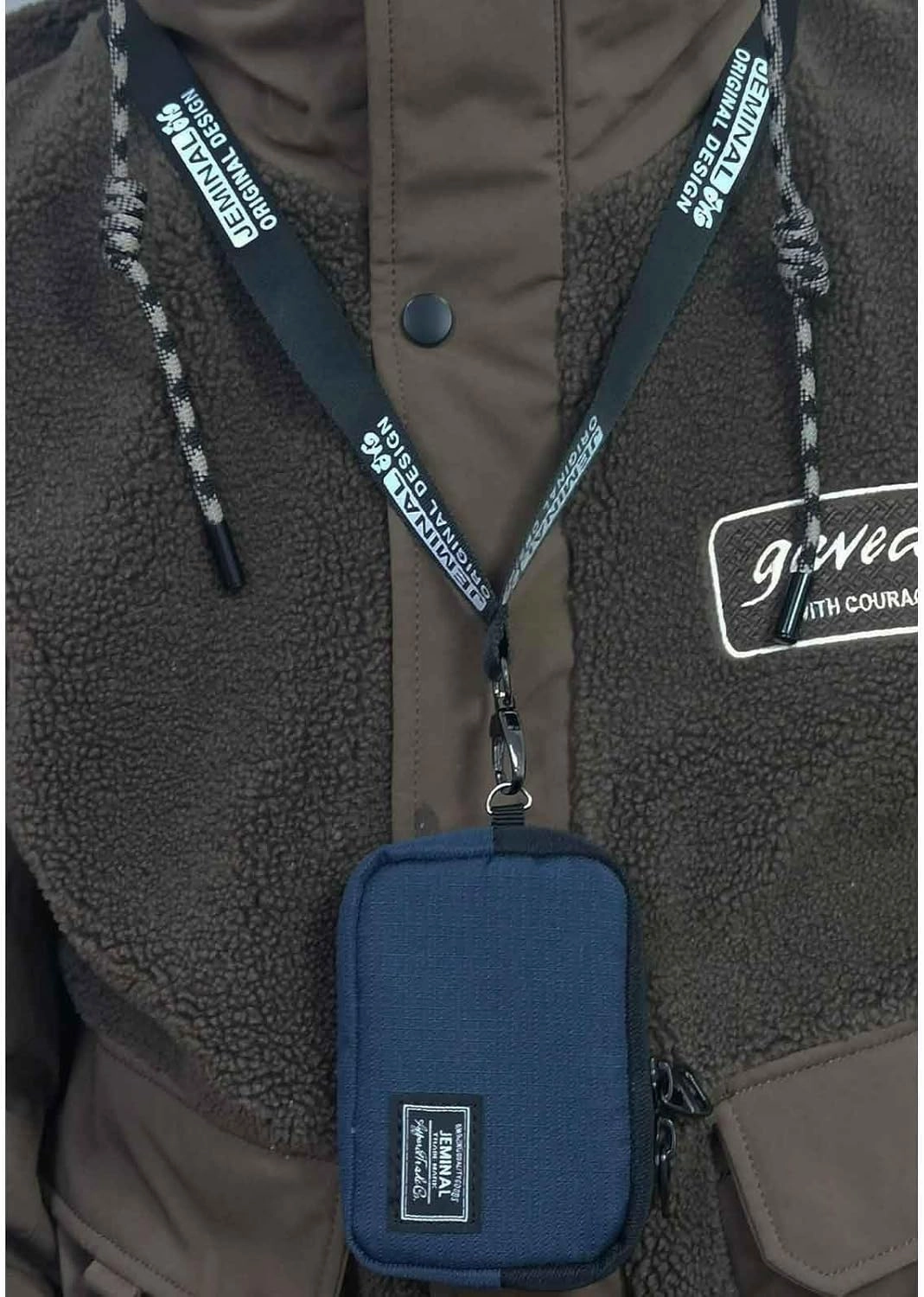 JEMINAL Lanyard Travel Little Coin Purse Pouch Fit for Men & Women & Boys & Girl: Change & Cards & Cash Dual Zip Travel Wallet with Keychain - Men's Detachable Nylon Essentials Change Pouch Purse
