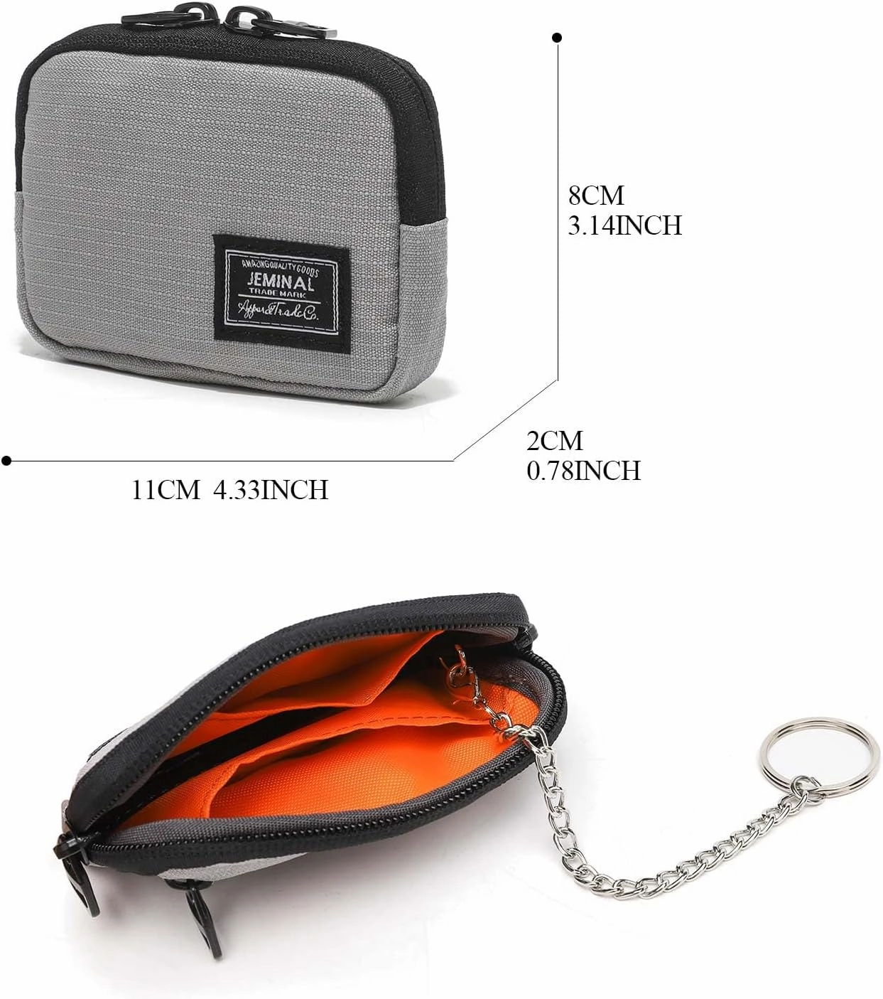 JEMINAL Lanyard Travel Little Coin Purse Pouch Fit for Men & Women & Boys & Girl: Change & Cards & Cash Dual Zip Travel Wallet with Keychain - Men's Detachable Nylon Essentials Change Pouch Purse