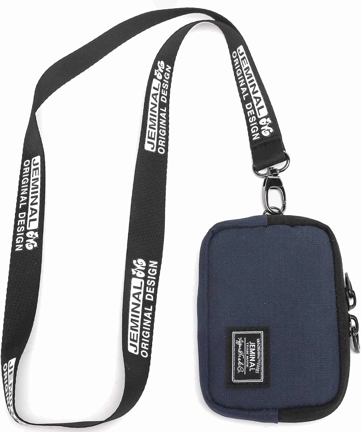 JEMINAL Lanyard Travel Little Coin Purse Pouch Fit for Men & Women & Boys & Girl: Change & Cards & Cash Dual Zip Travel Wallet with Keychain - Men's Detachable Nylon Essentials Change Pouch Purse
