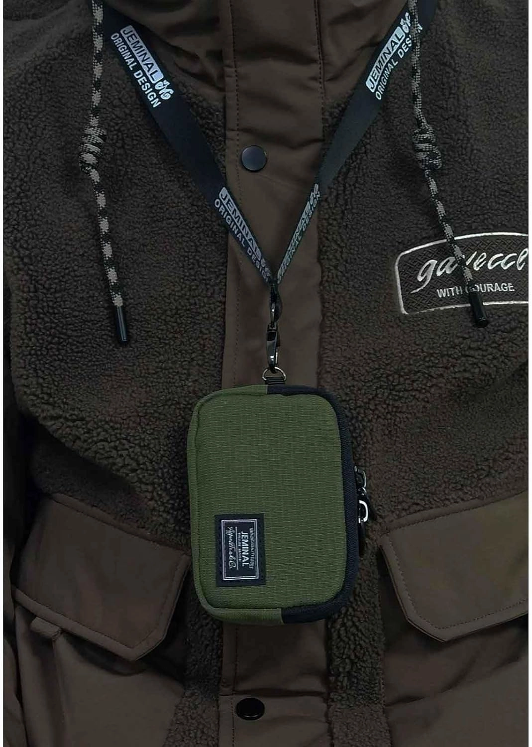 JEMINAL Lanyard Travel Little Coin Purse Pouch Fit for Men & Women & Boys & Girl: Change & Cards & Cash Dual Zip Travel Wallet with Keychain - Men's Detachable Nylon Essentials Change Pouch Purse
