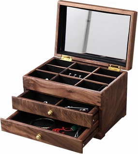 Jewelry Box, 3 Layer Jewelry Box for Women Girl Wife Large Jewelry Boxes & Organizer with Drawers for Big and Small Jewelry Jewelries Watches Necklace Ring Storage Box