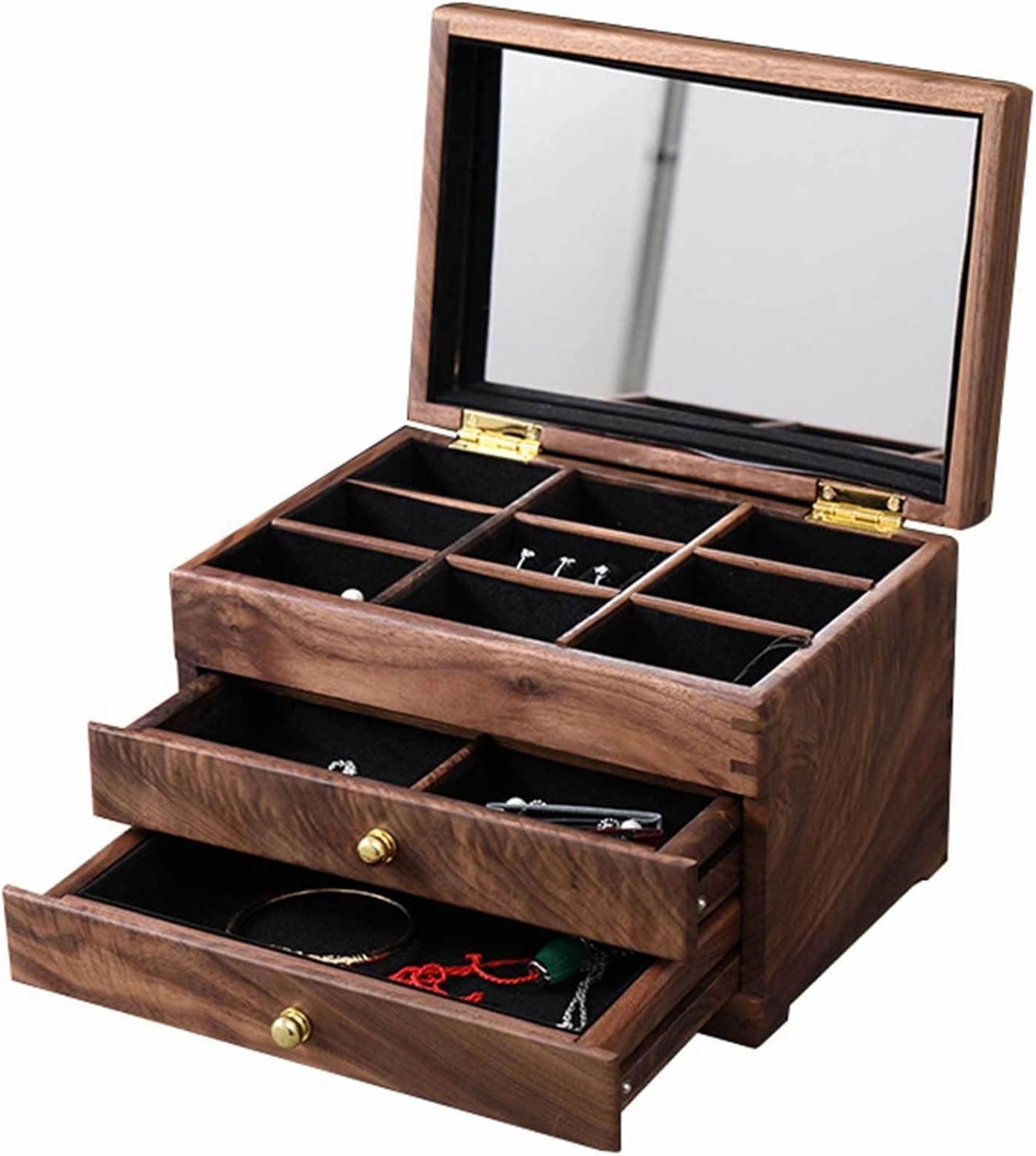 Jewelry Box, 3 Layer Jewelry Box for Women Girl Wife Large Jewelry Boxes & Organizer with Drawers for Big and Small Jewelry Jewelries Watches Necklace Ring Storage Box