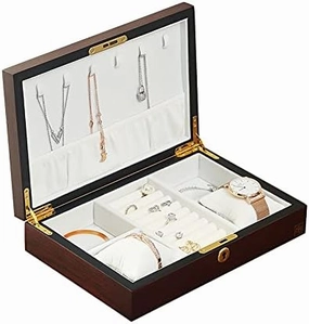 Jewelry Box Luxury Large Wood Jewelry Box Jewellery Storage Case Casket Wooden Velvet Necklace Ring Earring Watch Organizer Jewelry Boxes and Organizers