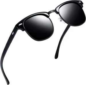 Joopin Vintage Sunglasses Half Frame Sun Glasses Polarized UV Protection Browline Shades for Women Men