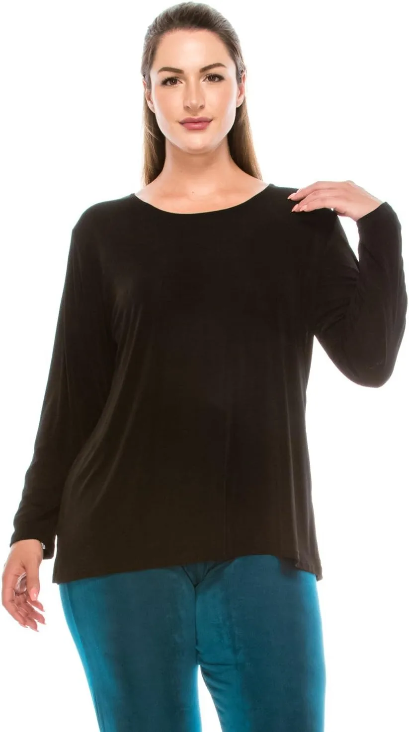 Jostar Women's Basic T Shirts - Long Sleeve Stretch Soft Round Neck Solid Top