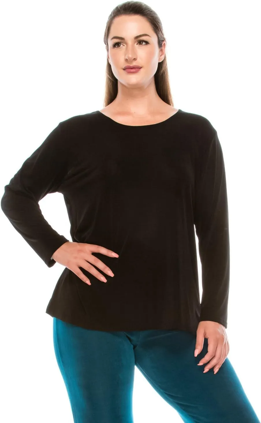 Jostar Women's Basic T Shirts - Long Sleeve Stretch Soft Round Neck Solid Top