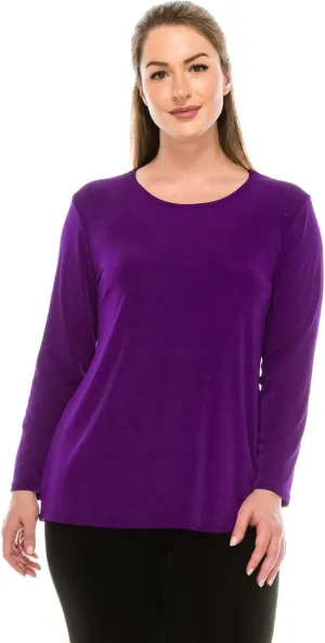 Jostar Women's Basic T Shirts - Long Sleeve Stretch Soft Round Neck Solid Top