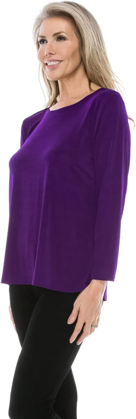 Jostar Women's Basic T Shirts - Long Sleeve Stretch Soft Round Neck Solid Top
