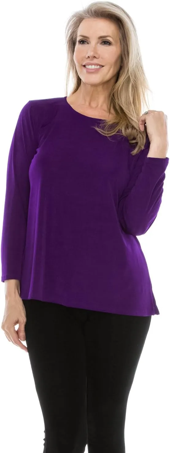 Jostar Women's Basic T Shirts - Long Sleeve Stretch Soft Round Neck Solid Top