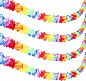 Jovitec 4 Pack Lei Hawaiian Flowers Garland 20 Feet Each Tropical Multicolor Tropical Flower Lei Garland Flower Leaves Banner for Home Hawaiian Luau Decorations