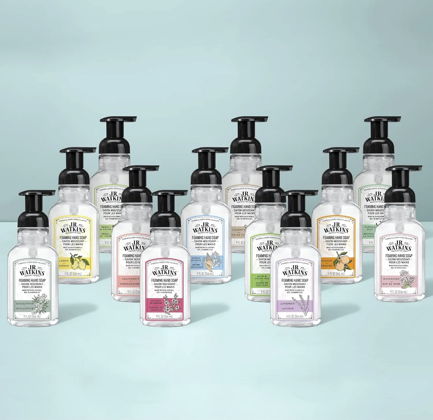 J.R. Watkins Foaming Hand Soap Pump with Dispenser, Moisturizing All Natural Hand Soap Foam, Alcohol-Free, Cruelty-Free, USA Made, Use as Kitchen or Bathroom Soap, Grapefruit, 9 fl oz, 6 Pack