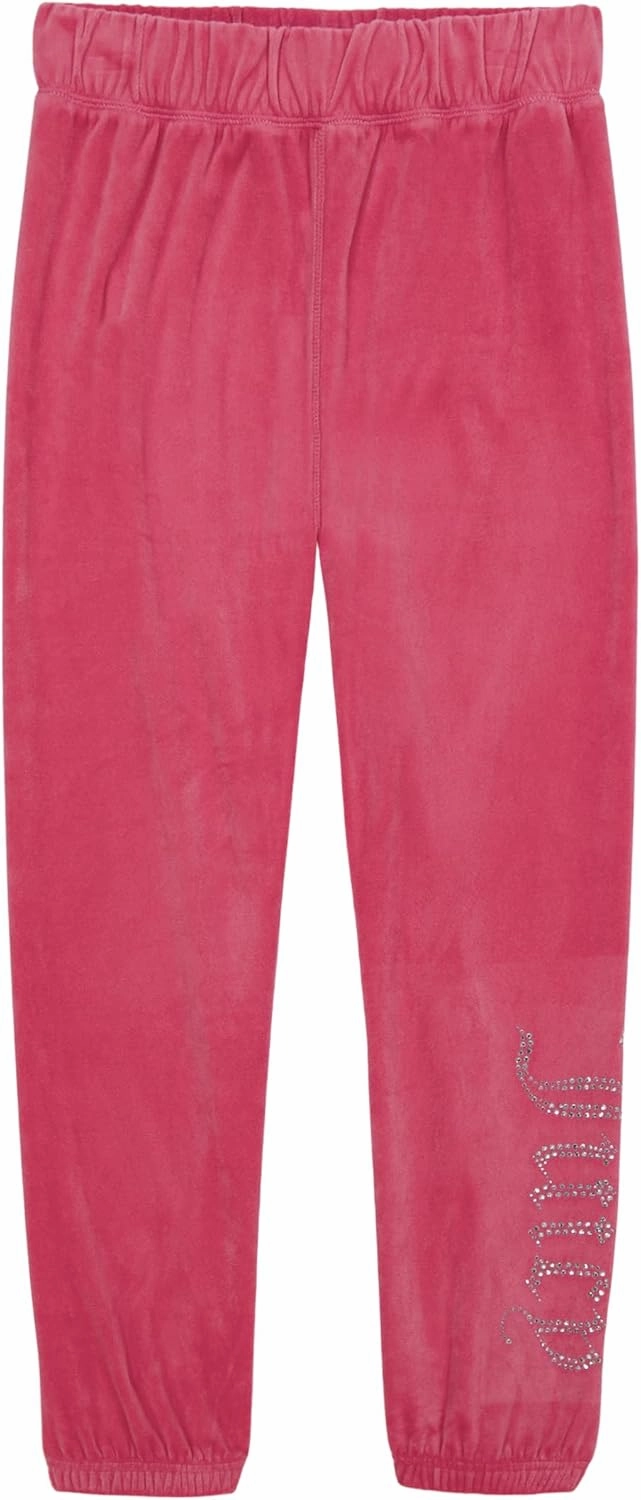 Juicy Couture Girls' Pull-on Plush Velour Jogger, Ribbed Waist & Cuffs