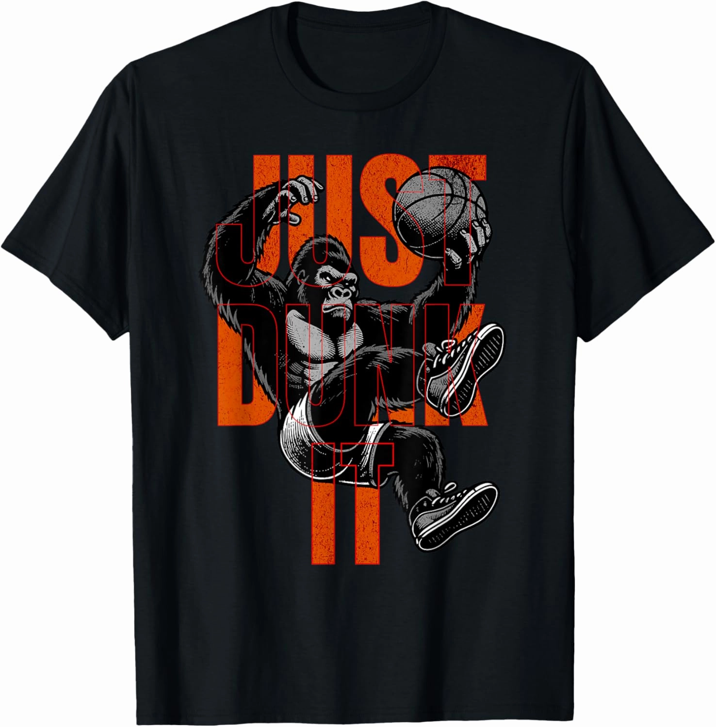 Just Dunk It Basketball Player Design Bold Slam Dunk T-Shirt
