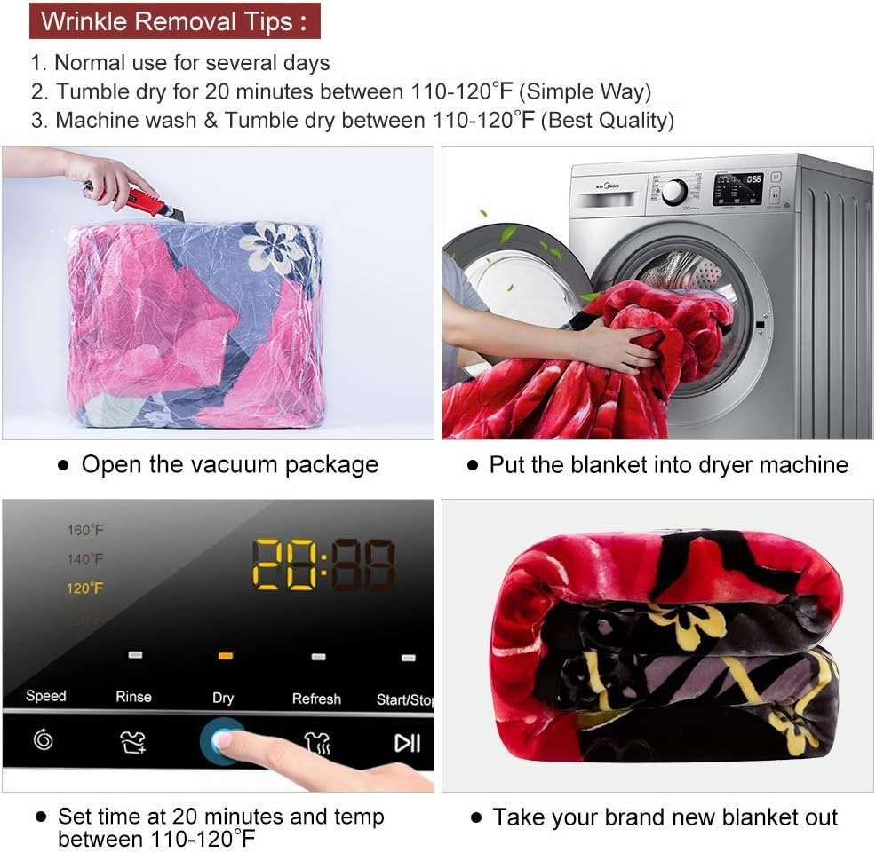 JYK Soft Blanket Queen Size Korean Mink Blanke, 5 LB Fleece Bed Blanket - 2 Ply Reversible 520GSM Silky Soft Plush Warm Blanket for Autumn Winter (Queen 75"x87", Peony/Peony)