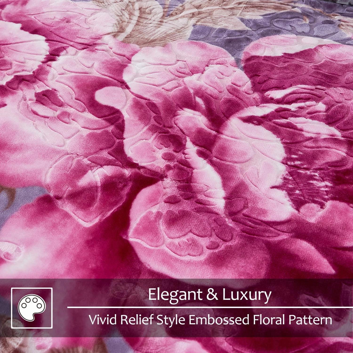 JYK Soft Blanket Queen Size Korean Mink Blanke, 5 LB Fleece Bed Blanket - 2 Ply Reversible 520GSM Silky Soft Plush Warm Blanket for Autumn Winter (Queen 75"x87", Peony/Peony)