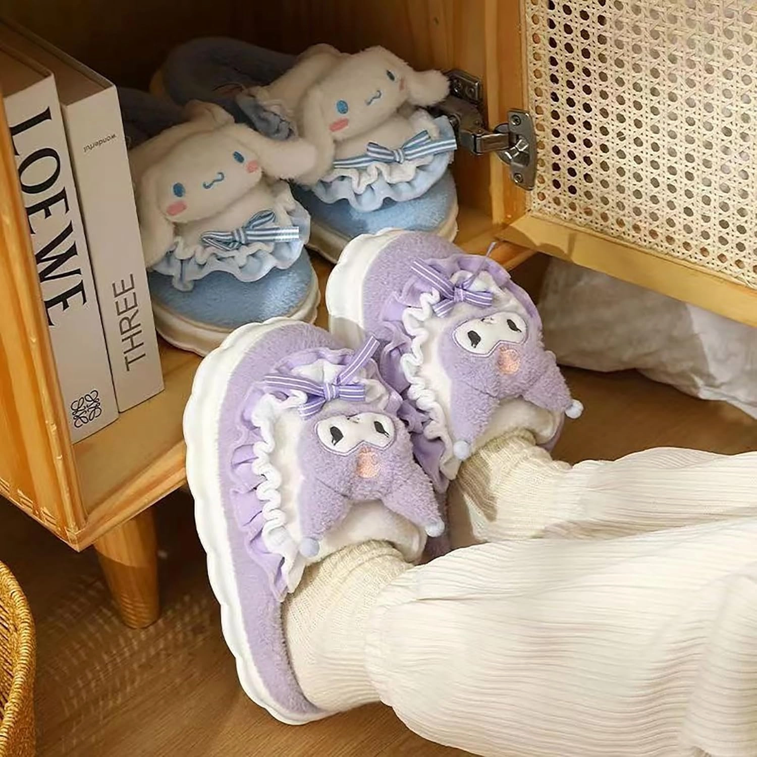 Kawaii Cotton Slippers - Cute Plush Women's Home Shoes