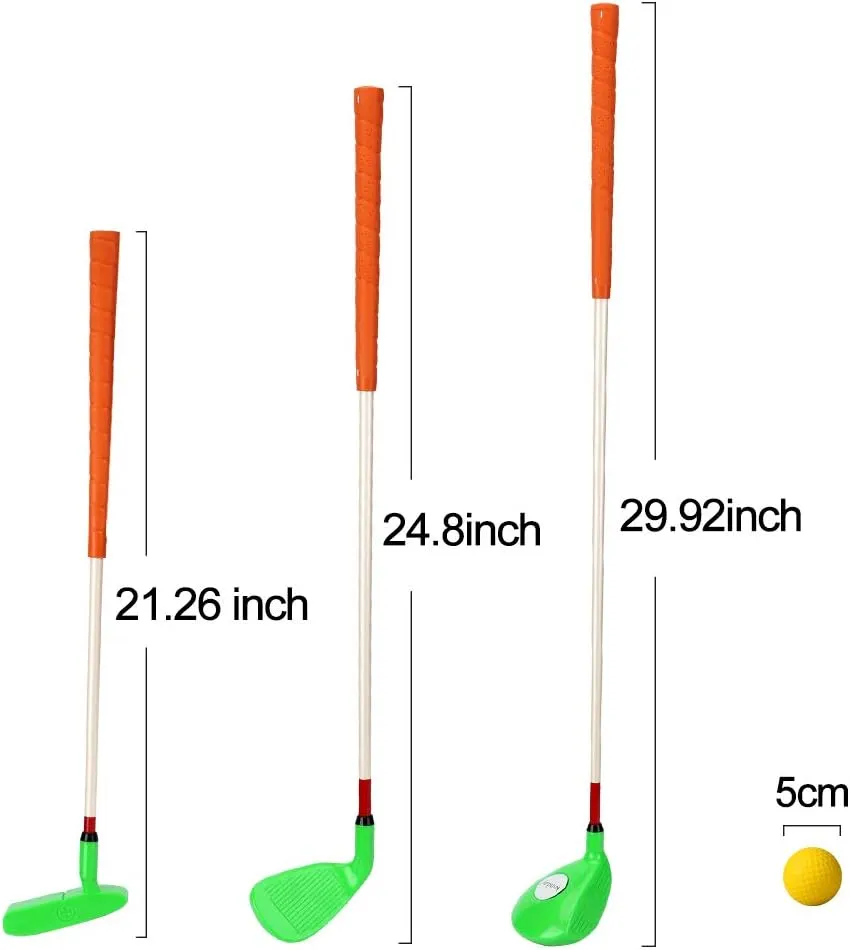 Kids Golf Clubs Set Children Golf Set Yard Sports Tools Three Clubs with Carry Bag and Soft Balls