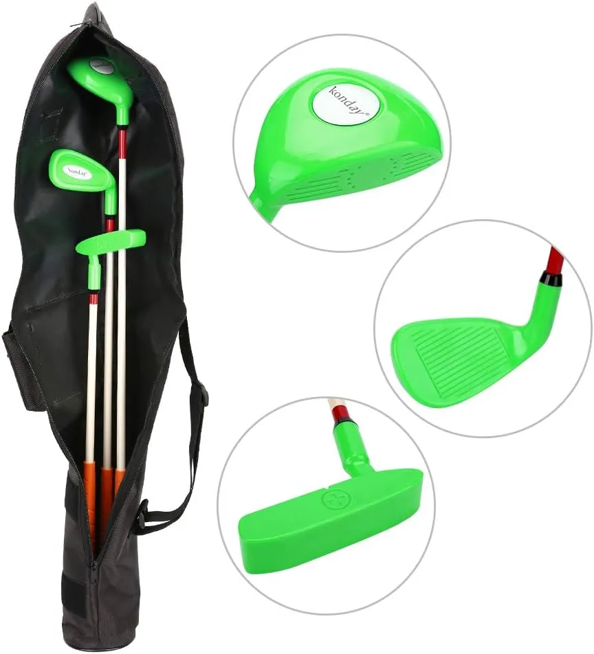 Kids Golf Clubs Set Children Golf Set Yard Sports Tools Three Clubs with Carry Bag and Soft Balls