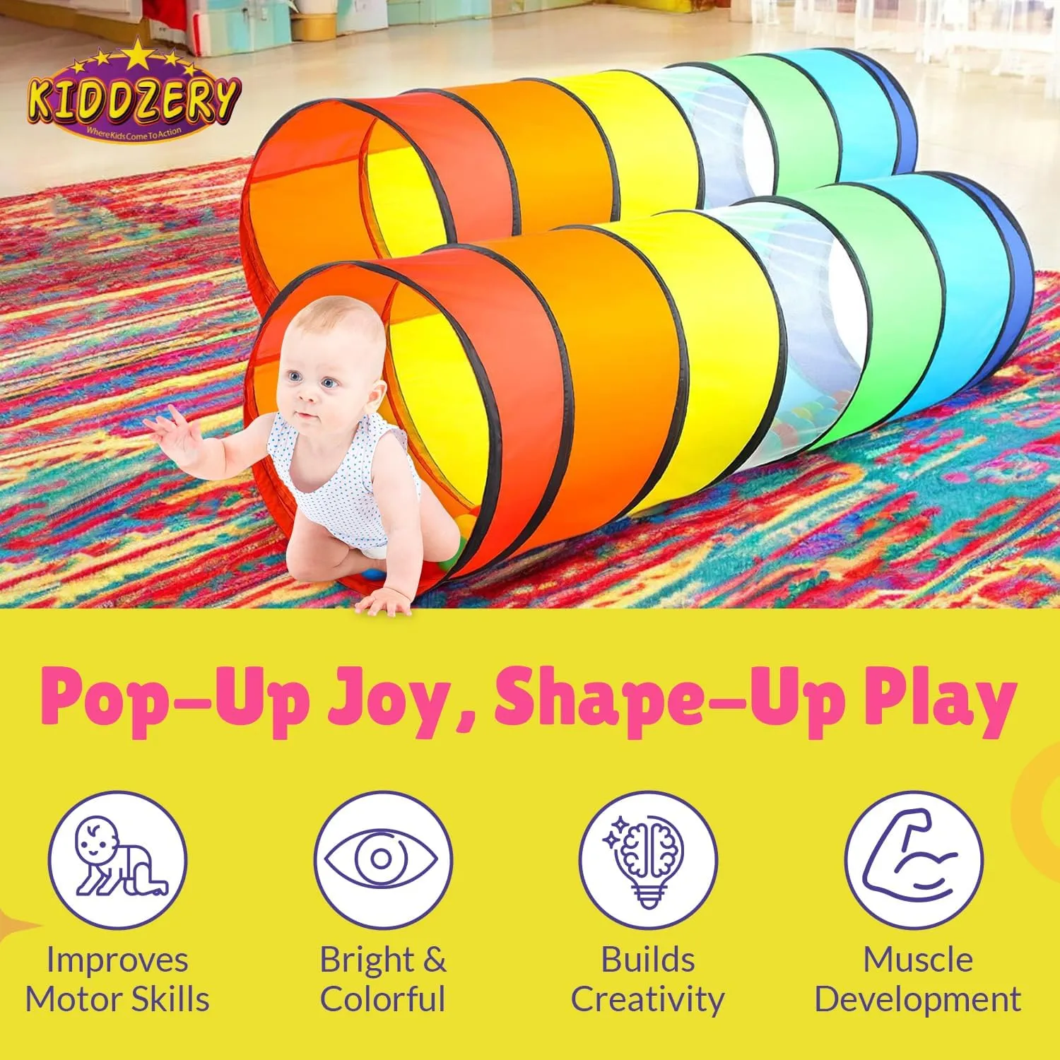 Kids Play Tunnel Set for Toddlers | Double Tunnels for Indoor and Outdoor Fun | Pop-Up Crawl Tunnels for Babies, Toddlers, and Pets | Easy to Set Up, Store, and Transport | Durable and Breathable