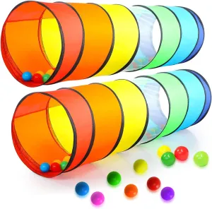 Kids Play Tunnel Set for Toddlers | Double Tunnels for Indoor and Outdoor Fun | Pop-Up Crawl Tunnels for Babies, Toddlers, and Pets | Easy to Set Up, Store, and Transport | Durable and Breathable
