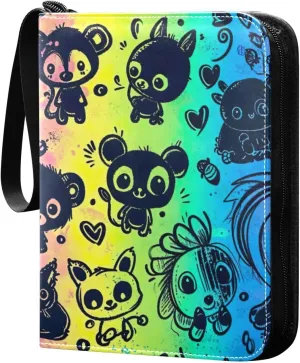 Kigai Colorful Animals Card Binder - 400 Pockets Card Holder with 50 Sleeves, Trading Card Album Folder for Boys Girls