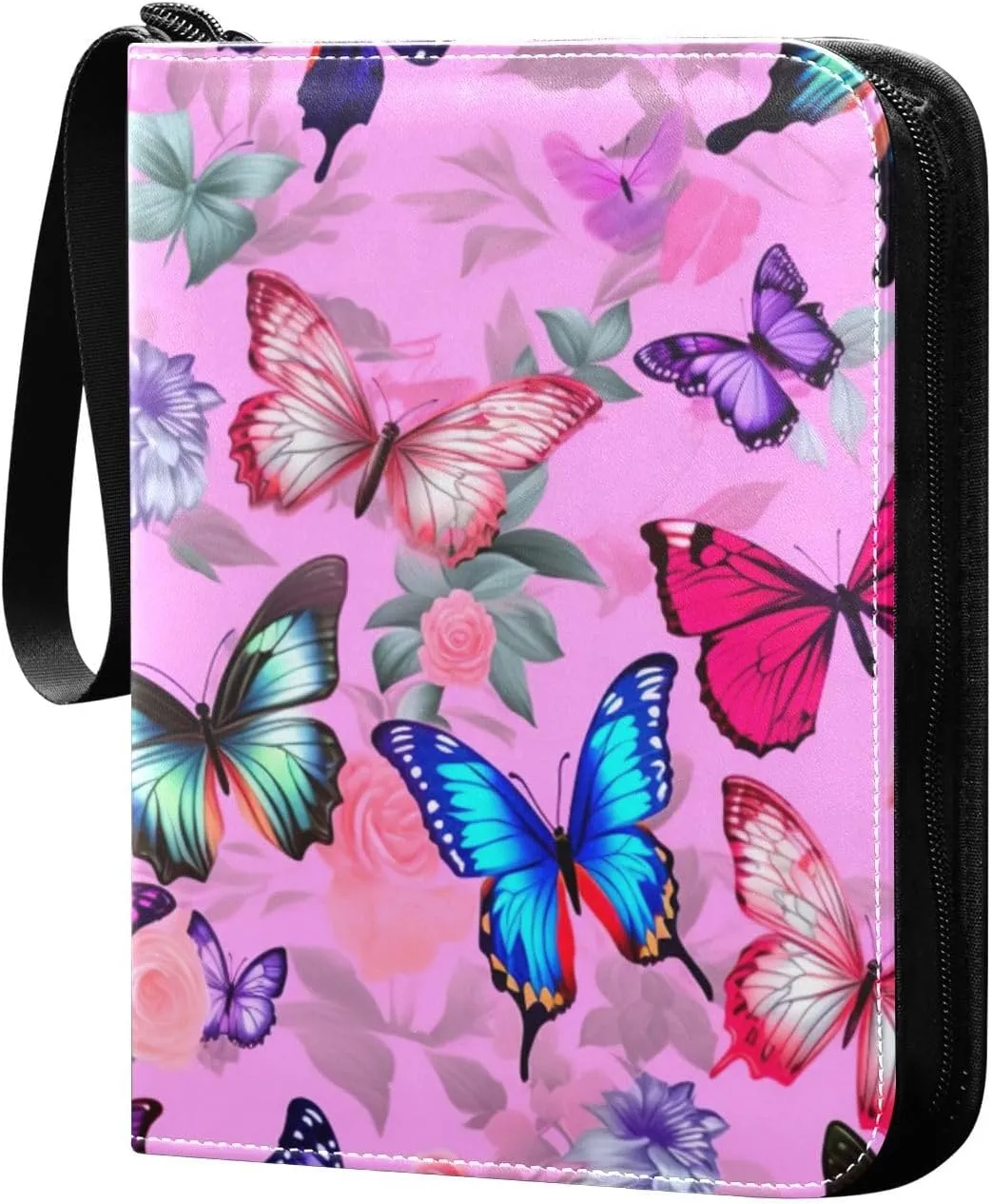 Kigai Colorful Butterflies Card Binder - 400 Pockets Card Holder with 50 Sleeves, Trading Card Album Folder for Boys Girls