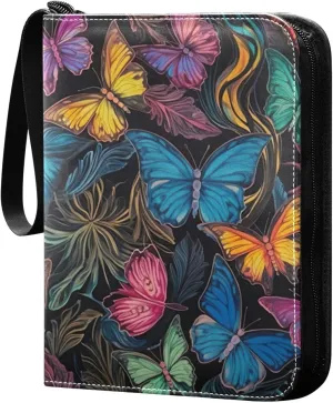 Kigai Colorful Butterfly Card Binder - 400 Pockets Card Holder with 50 Sleeves, Trading Card Album Folder for Boys Girls