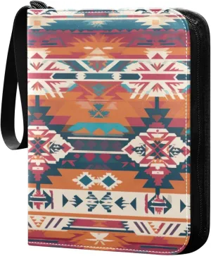 Kigai Colorful Ethnic Texture Card Binder - 400 Pockets Card Holder with 50 Sleeves, Trading Card Album Folder for Boys Girls