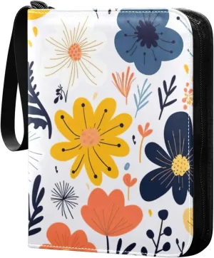 Kigai Colorful Flowers Card Binder - 400 Pockets Card Holder with 50 Sleeves, Trading Card Album Folder for Boys Girls