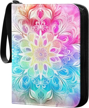 Kigai Colorful Mandala Card Binder - 400 Pockets Card Holder with 50 Sleeves, Trading Card Album Folder for Boys Girls