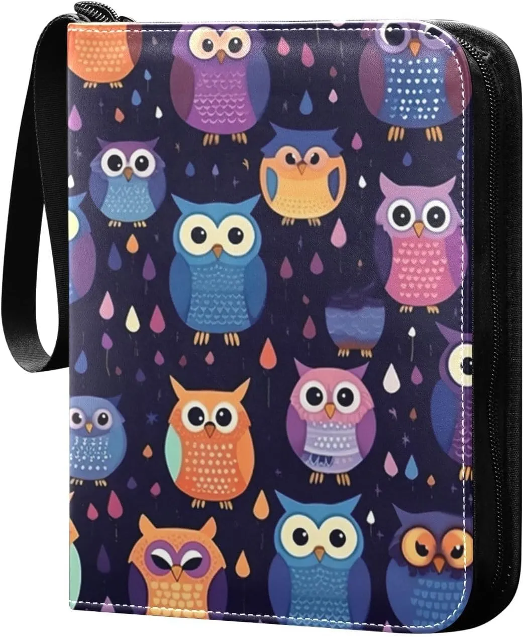 Kigai Colorful Owls Card Binder - 400 Pockets Card Holder with 50 Sleeves, Trading Card Album Folder for Boys Girls
