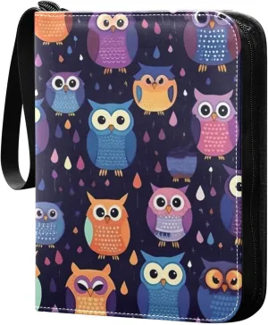 Kigai Colorful Owls Card Binder - 400 Pockets Card Holder with 50 Sleeves, Trading Card Album Folder for Boys Girls