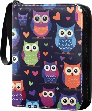 Kigai Colorful Owls Card Binder - 400 Pockets Card Holder with 50 Sleeves, Trading Card Album Folder for Boys Girls