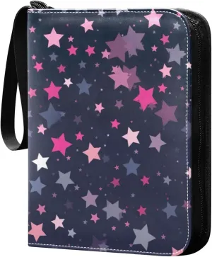 Kigai Colorful Stars Card Binder - 400 Pockets Card Holder with 50 Sleeves, Trading Card Album Folder for Boys Girls