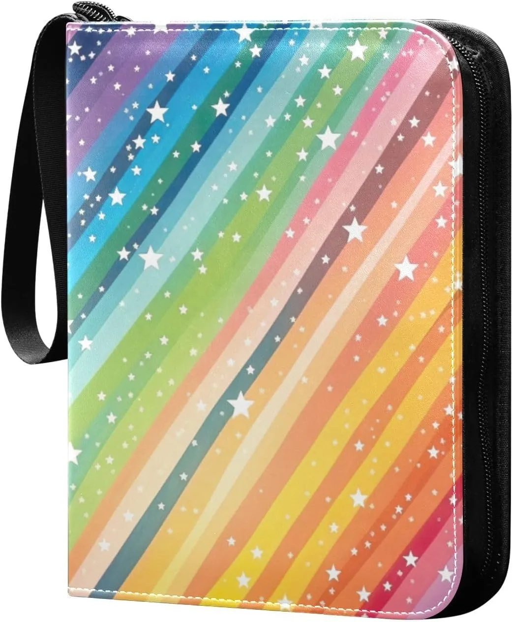 Kigai Colorful Striped Stars Card Binder - 400 Pockets Card Holder with 50 Sleeves, Trading Card Album Folder for Boys Girls