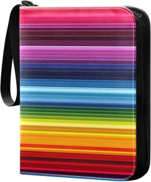 Kigai Mexican Serape Stripes Colorful Card Binder - 400 Pockets Card Holder with 50 Sleeves, Trading Card Album Folder for Boys Girls