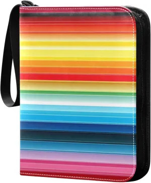 Kigai Mexican Serape Stripes Colorful Card Binder - 400 Pockets Card Holder with 50 Sleeves, Trading Card Album Folder for Boys Girls