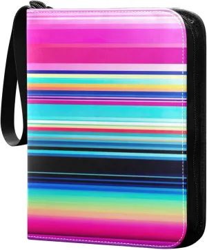 Kigai Mexican Serape Stripes Colorful Card Binder - 400 Pockets Card Holder with 50 Sleeves, Trading Card Album Folder for Boys Girls