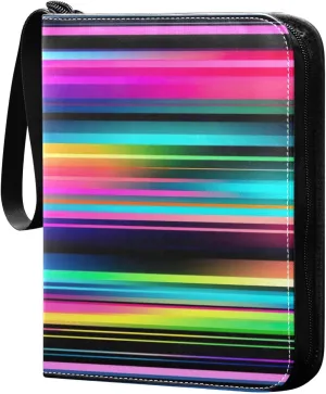 Kigai Mexican Serape Stripes Colorful Card Binder - 400 Pockets Card Holder with 50 Sleeves, Trading Card Album Folder for Boys Girls