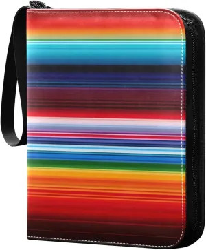 Kigai Mexican Serape Stripes Colorful Card Binder - 400 Pockets Card Holder with 50 Sleeves, Trading Card Album Folder for Boys Girls