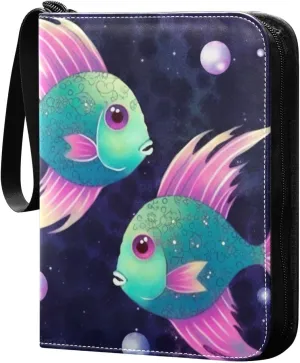 Kigai Two Colorful Fish Card Binder - 400 Pockets Card Holder with 50 Sleeves, Trading Card Album Folder for Boys Girls