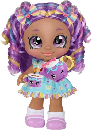 Kindi Kids Kirstea & Tea Party Set. Toddler Doll with Changeable Clothes Plus 11 Shopkins Tea Party Accessories. Includes Playmat 24 in x 24 in - Amazon Exclusive