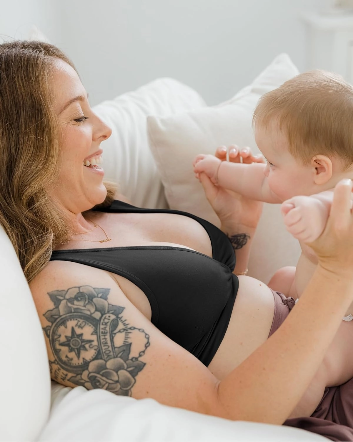 Kindred Bravely French Terry Nursing Bra for Breastfeeding and Sleep, Racerback Crossover, Soft and Stretchy Maternity Bra