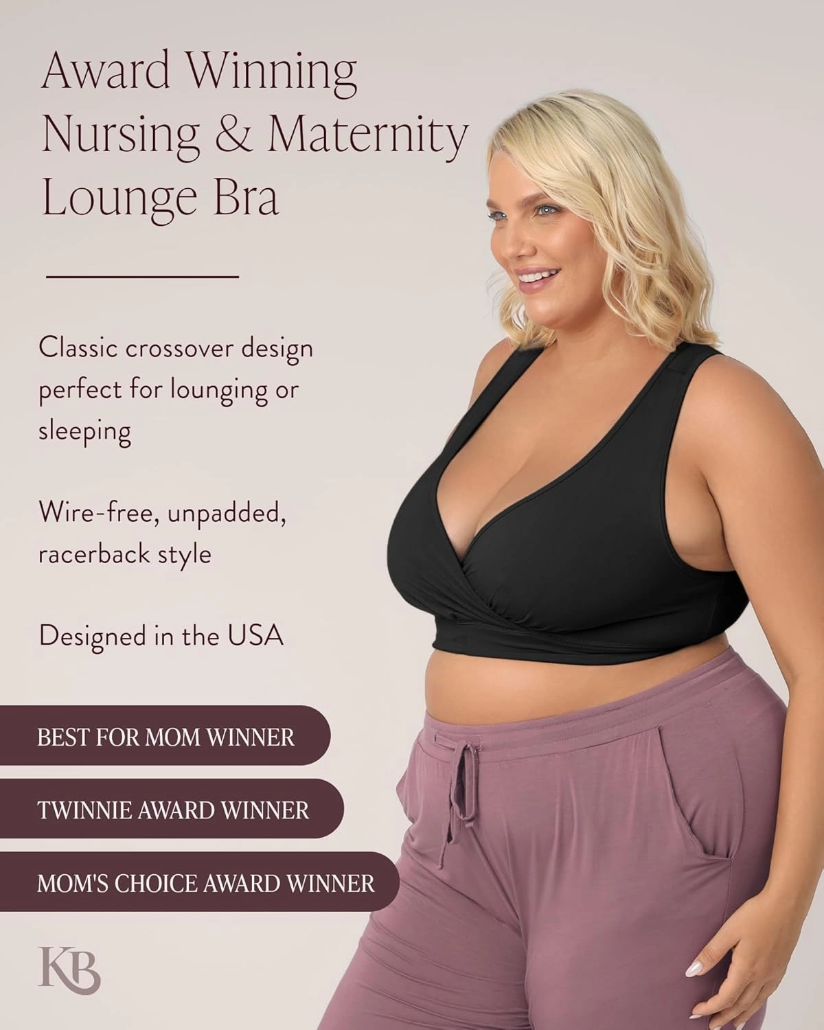 Kindred Bravely French Terry Nursing Bra for Breastfeeding and Sleep, Racerback Crossover, Soft and Stretchy Maternity Bra