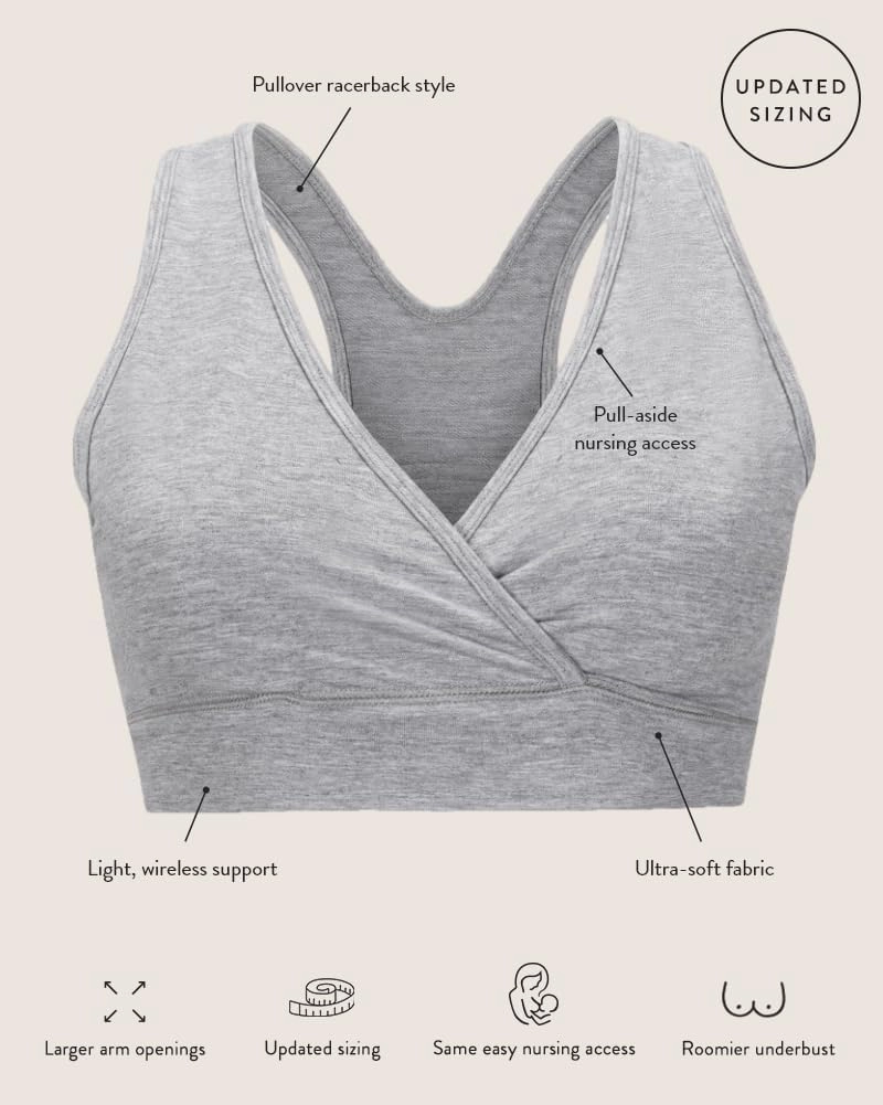 Kindred Bravely French Terry Nursing Bra for Breastfeeding and Sleep, Racerback Crossover, Soft and Stretchy Maternity Bra