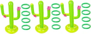 Kisangel 3 Sets Inflatable Cactus Ring Toss Game Cactus Party Decorations Swimming Party Floating Games for Beach Fun Pool Play Includes Rings for Friends Family Random Color