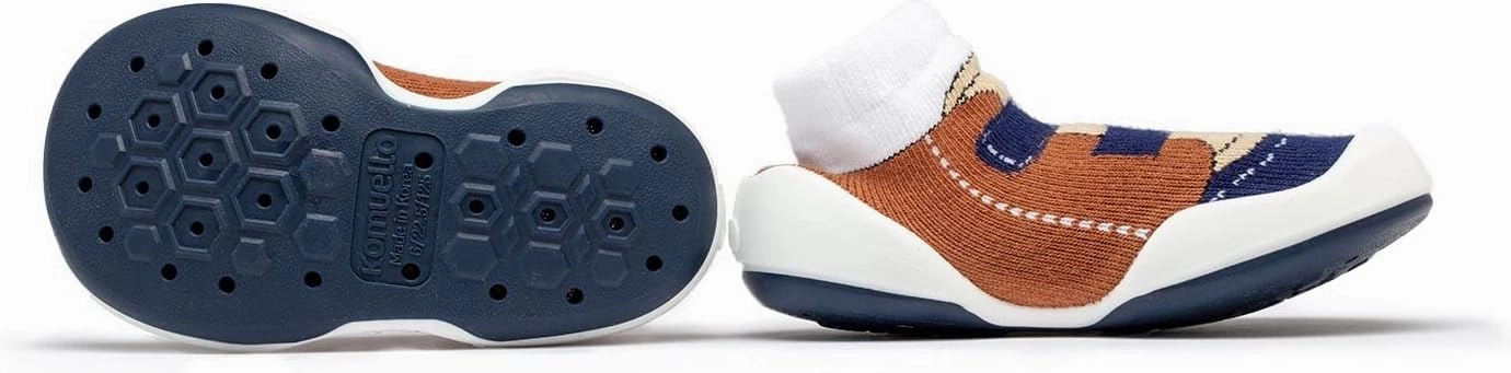 Komuello Baby and Toddler Shoes, Pull Up First Walker, Non Slip Bottom, Soft Cotton, Premium Sock Shoes - Walker