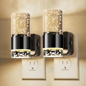 L LOHAS LED Night Light,Dimmable Night Lights Plug into Wall, 2 Pack Acrylic Nightlights with 0-100 LM Adjustable Brightness, 3000K Plug in Night Light with Dusk to Dawn Sensor, for Bathroom Hallway